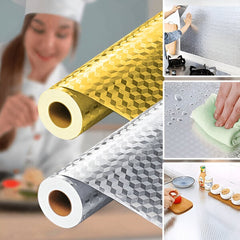 GLOSSHIELD™ - Zsírálló alumínium konyhai öntapadós fólia, 61 × 300 cm