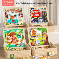 PLAYMIND™ - GYERMEK KÉTOLDALAS FÁBÓL KÉSZÜLT MÁGNESES KIRAKÓTÁBLA
