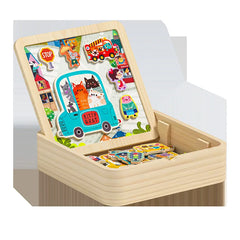 PLAYMIND™ - GYERMEK KÉTOLDALAS FÁBÓL KÉSZÜLT MÁGNESES KIRAKÓTÁBLA