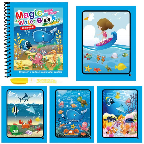 MAGIKO™ - Vizes színezőkönyv, újrahasználható, koszolás nélkül, vizes ceruzával